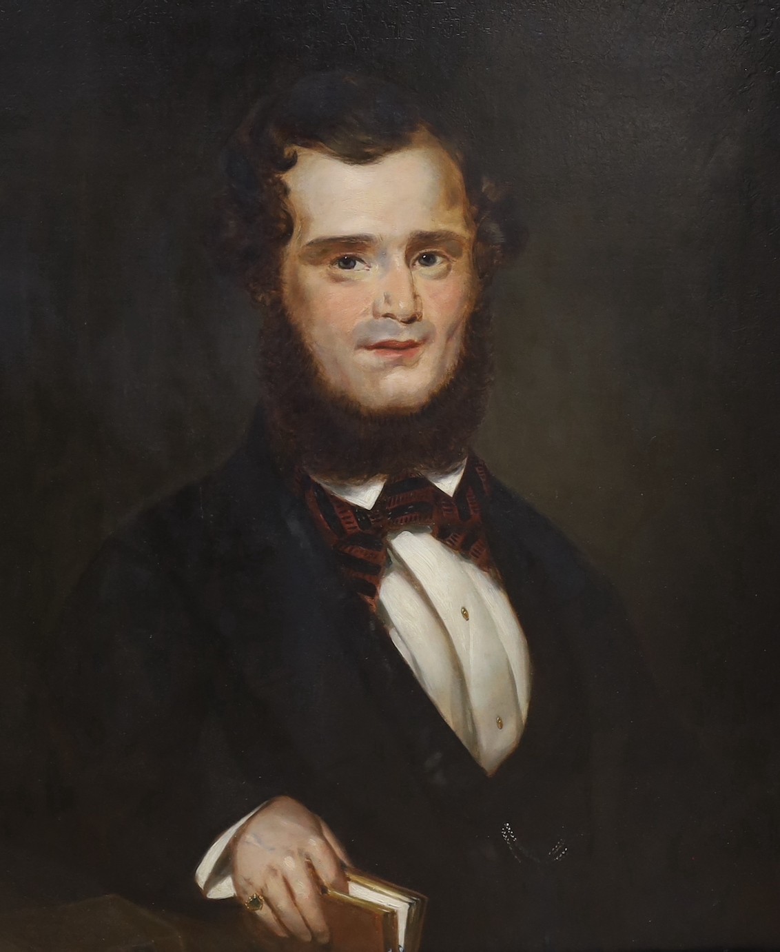 Victorian School, oil on canvas, Half length portrait of a gentleman thought to be a dwarf, 74 x 62cm